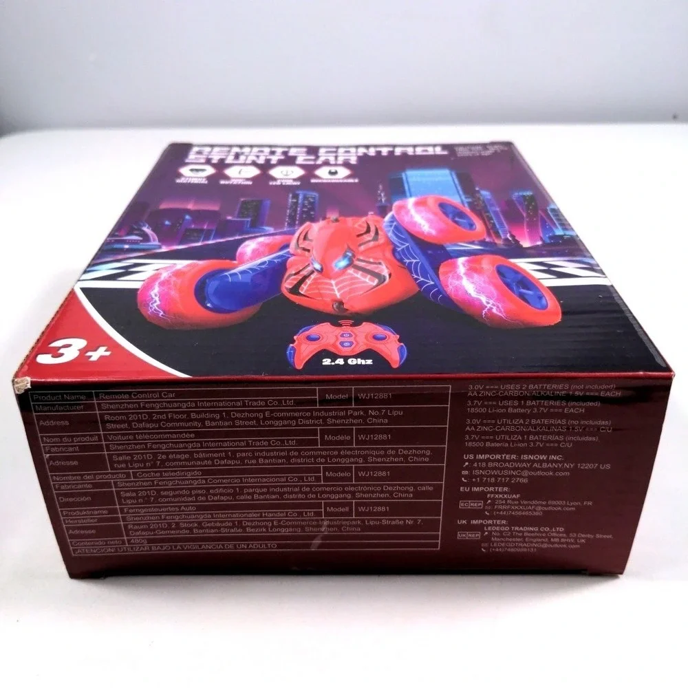 Remote Control Stunt Car 2.4GHz Spider Theme 360 Rotation LED Light Rechargeable